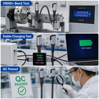 Câble d'extension USB-C mâle vers femelle à angle droit OEM ODM, 90 degrés, 10 Gbit/s, 100 W, tressé en nylon pour équipement industriel