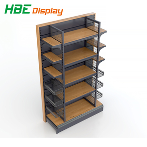 Scaffali di esposizione del supermercato della drogheria della <span class=keywords><strong>frutta</strong></span> <span class=keywords><strong>e</strong></span> della <span class=keywords><strong>verdura</strong></span> di legno resistenti di vendita calda con il cestino - Product Image 2