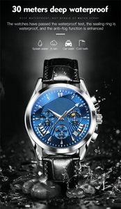 Montres pour hommes de luxe personnalisées avec étiquette légère OEM/ODM 2023, 50 pièces, bracelet en cuir, montres-bracelets de haute qualité, montre à quartz pour hommes - Product Image 4