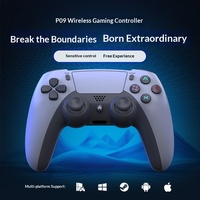 Nouvelle manette de jeu sans fil P09 avec pavé tactile, barre lumineuse, détection de mouvement, compatibilité prise audio Android/iOS/PC/Steam/PS