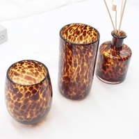 FENGJUN léopard conteneur de bougie en verre cristal de haute qualité bougie parfumée bougie en cire de soja en verre