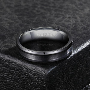 POYA Nie Verblassender Schwarz-Weißer Ring 8mm 6mm Paar-Ehering Keramik Flach Abgeschrägt Runde Kante Ringrohlinge DIY Schmuck - Product Image 4