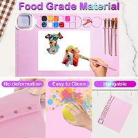 Tapis de dessin portable personnalisé en silicone pour enfants, solide et imperméable avec gobelet de nettoyage amovible pour la peinture et les activités artistiques