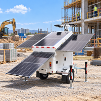 Tour d'éclairage solaire mobile hybride sur remorque, prête à l'emploi, avec 490 panneaux solaires de 4W, hors réseau, silencieuse, facile à transporter, système d'éclairage LED