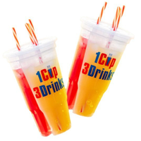 Première tasse à boisson réutilisable à 3 compartiments au monde avec 3 pailles pour boissons chaudes et froides