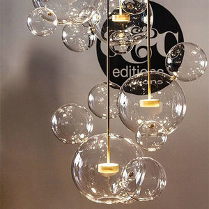 Foyer casa sfere di vetro lampadario di cristallo ufficio ristorante luce del pendente di vetro di stile in metallo Oro caldi - Product Image 1