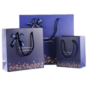 Sacs cadeaux en papier de luxe avec ruban imprimé or, poignée en papier artistique, sac plat standard pour cadeaux et artisanat - Product Image 2