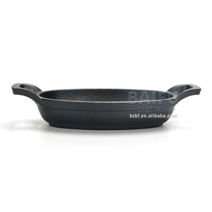 Mini plat à griller ovale en fonte pré-assaisonné avec plateau en bois, Mini plat de service en fonte, plats à rôtir ovales - Product Image 4