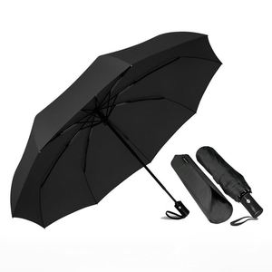 Parapluie pliant compact moderne en pongee, format voyage, ouverture et fermeture automatiques, 3 sections, cadeaux d'affaires - Product Image 1