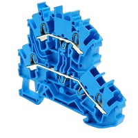 Morsetto a gabbia passante a doppio terminale blu, nuovo di zecca, originale tedesco, disponibile in magazzino, per guida DIN 2.5mm² (2002-2204)