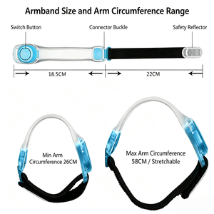 LED Light up Armband Replaceable Battery Bright <b>Illumination</b> Visible After Dark Safety Protection for Running Walking Cycling - Product Image 2