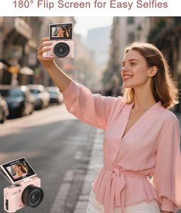 Fotocamera da Viaggio con Schermo Ribaltabile 180°, 75MP, 5K, WiFi, Autofocus, <span class=keywords><strong>per</strong></span> Vlogging su <span class=keywords><strong>YouTube</strong></span>, con Scheda SD, Bianca e Nera - Product Image 2