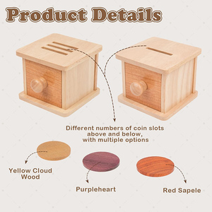 Boîte à pièces Montessori en bois - Boîte de permanence des objets double face en bois naturel pour bébés de 1 an - Jouet éducatif en bois - Product Image 5