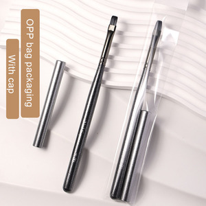 Pinceau à ongles gris à manche en bois, design floral ovale plat, pour French Manucure, 6mm 9mm 12mm, pour gel et liner ombré - Product Image 5