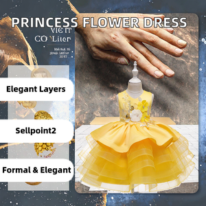 ชุดเดรสเด็กผู้หญิงสไตล์ยุโรป ผ้าซาตินเนื้อนุ่ม พิมพ์ลายดอกไม้ใหญ่ สำหรับงานพรอม งานวันเกิด หรืองานเลี้ยง  แบบไม่มีแขน - Product Image 2