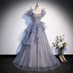 Robe de spectacle de chant de chansons folkloriques pour hôte de spectacle, style princesse, couleur gris, pour test vocal solo de bel <span class=keywords><strong>canto</strong></span>, pour femme - Product Image 6
