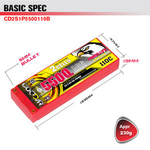 CODDAR 2S 5500MAH 7.4V 110C 220C 5mm balle 20.5mm épaisseur LCG boîtier rigide RC LiPo batterie 1/10 RC voiture bateau <span class=keywords><strong>Tamiya</strong></span> sauterelle - Product Image 3