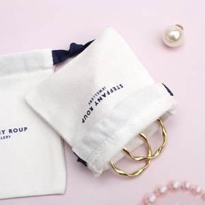 Eco-Friendly <b>Small</b> <b>White</b> Cotton Canvas Jewelry Pouch Custom Logo Printing Comb Perfume Cosmetic Packing Gift Cotton Dust <b>Bag</b> - Product Image 5