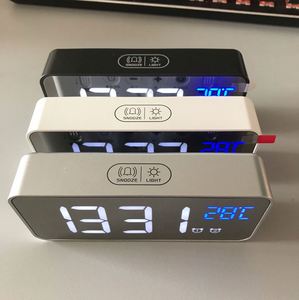 Mini <b>Digital</b> ABS LED USB Charge Music Alarm <b>Clock</b> for Students Kids Electronic Date Temperature Voice Control Silent Touch - Product Image 6