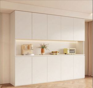 Armoire haute intégrée murale minimaliste moderne pour la cuisine, la salle à manger et le salon, pour le stockage du vin et du thé - Product Image 1
