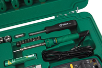 Ensemble d'outils à main professionnels pour la maintenance électronique et les travaux de télécommunications SATA 09536, 61 pièces, avec multimètre de poche et étui rigide