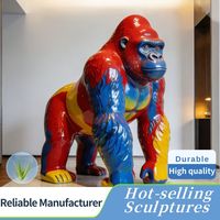Statue décorative d'animaux personnalisée, écologique et moderne, en fibre de verre, sculpture de gorille réaliste grandeur nature pour l'extérieur, vente en gros