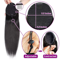 Extensions de queue de cheval à cordon de serrage long de 12 à 26 pouces 100% cheveux humains enroulés autour de clip en postiches queue de cheval noir naturel 1B