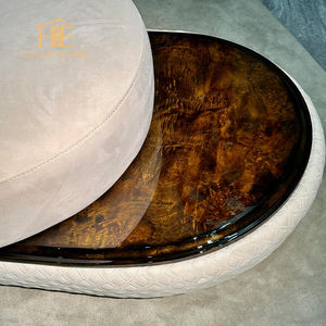 इटैलियन लाइट लग्जरी कर्व्ड मॉड्यूलर सोफा हाई ग्लॉस पेंट अखरोट लेदर सोफा मूवी स्टूडियो सोफा - Product Image 6