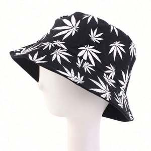 Sombrero de cubo de doble capa al por mayor para mujer, gorra de playa colorida con hojas para el sol, ideal para el verano - Product Image 3