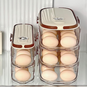 Modern Automatic Egg Rolling Food <b>Storage</b> <b>Box</b> PET + PP Rectangle Food Grade Plastic <b>Storage</b> Container for <b>Kitchen</b> Refrigerator - Product Image 2