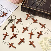 Tailai Mini croix croix breloques pour fête religieuse faveurs dimanche école bricolage artisanat bois croix pendentifs maison décoration