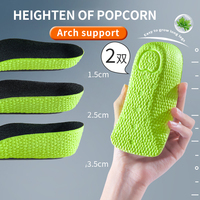 Semelles Orthopédiques Légères en Mousse à Mémoire de Forme Verte pour Hommes et Femmes, Rehausseurs de Talon pour Chaussures Plates et Soutien de la Voûte Plantaire