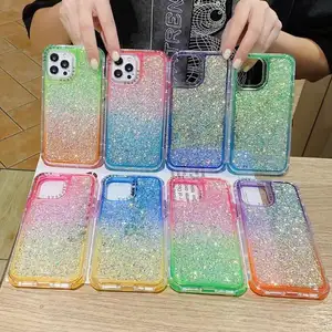 SHS PHONE CASE Funda para Celulares Carcasas Color Gradient Glitter Epoxy Phone Case