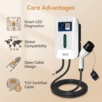 Chargeur mural pour véhicule électrique 7 kW avec lumière LED, RCD de type B, câble TPU, démarrage par carte, IP65, câblage ouvert, CE/UKCA/TUV Chargeur pour véhicule électrique 7 kW Type 2