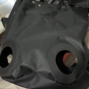 Black PVC Feed Bag with Hay <b>Ports</b> for Horses and Goats Solid Color Design Large Capacity Feeder Storage - Product Image 4