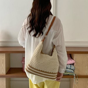 Sac à bandoulière tissé rayé kaki grande capacité Printemps 2026 Usage quotidien - Product Image 3