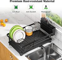 Égouttoir à vaisselle compact en fil d'acier inoxydable avec plateau de drainage automatique pour évier de cuisine, fabrication ODM