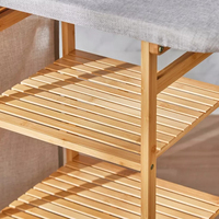 Estante Cesto de Ropa Sucia para Baño de Bambú con Tabla de Planchar y Estantes de Almacenamiento
