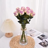 27 têtes de roses en soie, arbustes de fleurs de mariage, bouquet de roses artificielles, fausse plante en soie, bouquets de fleurs en soie pour la décoration