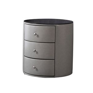 Modern High-end <strong>Circular</strong> Three-drawer Storage Leather-wrapped Wireless Charging <strong>Bedside</strong> <strong>Table</strong> for Bedroom - Product Image 5