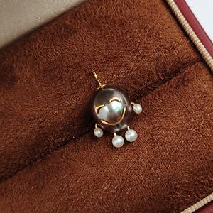 Joyería UM, Dije de Perla de Agua Dulce Chapado en Oro Sólido de 18K, 9.7MM, Unisex/Mujer/Hombre, Dijes Finos para Navidad, Aniversario, Uso Diario - Product Image 4