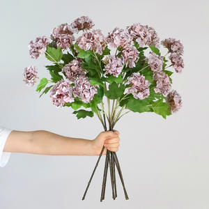 高品质复古彩色人造真触摸乳胶绣球花3头雪球花婚礼家居装饰 - Product Image 5