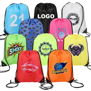 Cadeaux promotionnels bon marché, sac à dos de sport en polyester 210D imprimé sublimation avec logo personnalisé, sacs à cordon - Product Image 1