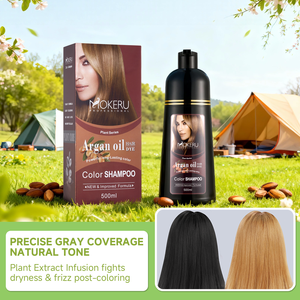 MOKERU Shampooing Colorant Semi-Permanent à l'Huile d'Argan, Teinture Naturelle, Traitement Lissant aux Herbes, 500ml – Offre Spéciale - Product Image 6