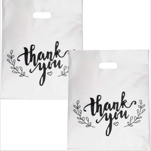Plastic Bags Biodegradable Colorful Pvc Transparent Plastic Die Cut Handle Shopping Bags Custom Logo Thank You