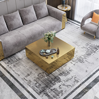 Bon prix Table basse carrée en acier inoxydable Table basse de luxe dorée