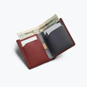 Minimalist Genuine Leather Wallet Slim Hide and Seek Smart Design Women Wallet with Pull Strap