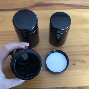 Frascos de Vidrio Personalizados de 4oz, 8oz y 16oz, Herméticos, para Guardar Flores, Cogollos, Hojas de Tabaco, Color Violeta Negro, con Protección UV - Product Image 1