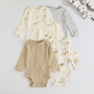 Ropa de Bebé de 6 a 24 Meses, Unisex, Mono con Lindo Estampado de Dibujos Animados, Traje para Gatear para Bebés, Conjunto de Cinco Piezas de Algodón para Otoño, de Fábrica - Product Image 1