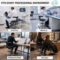 Tabouret de laboratoire dentaire KEDE avec dossier en forme de T, siège pivotant réglable en PU, anneau de repose-pieds et roulettes pour clinique et laboratoire